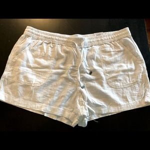 White linen shorts